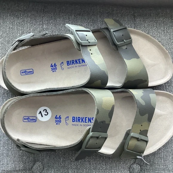 Birkenstock Men's Arizona Birko-Flor Soft Footbed Two-Strap Sandals, size EU 46